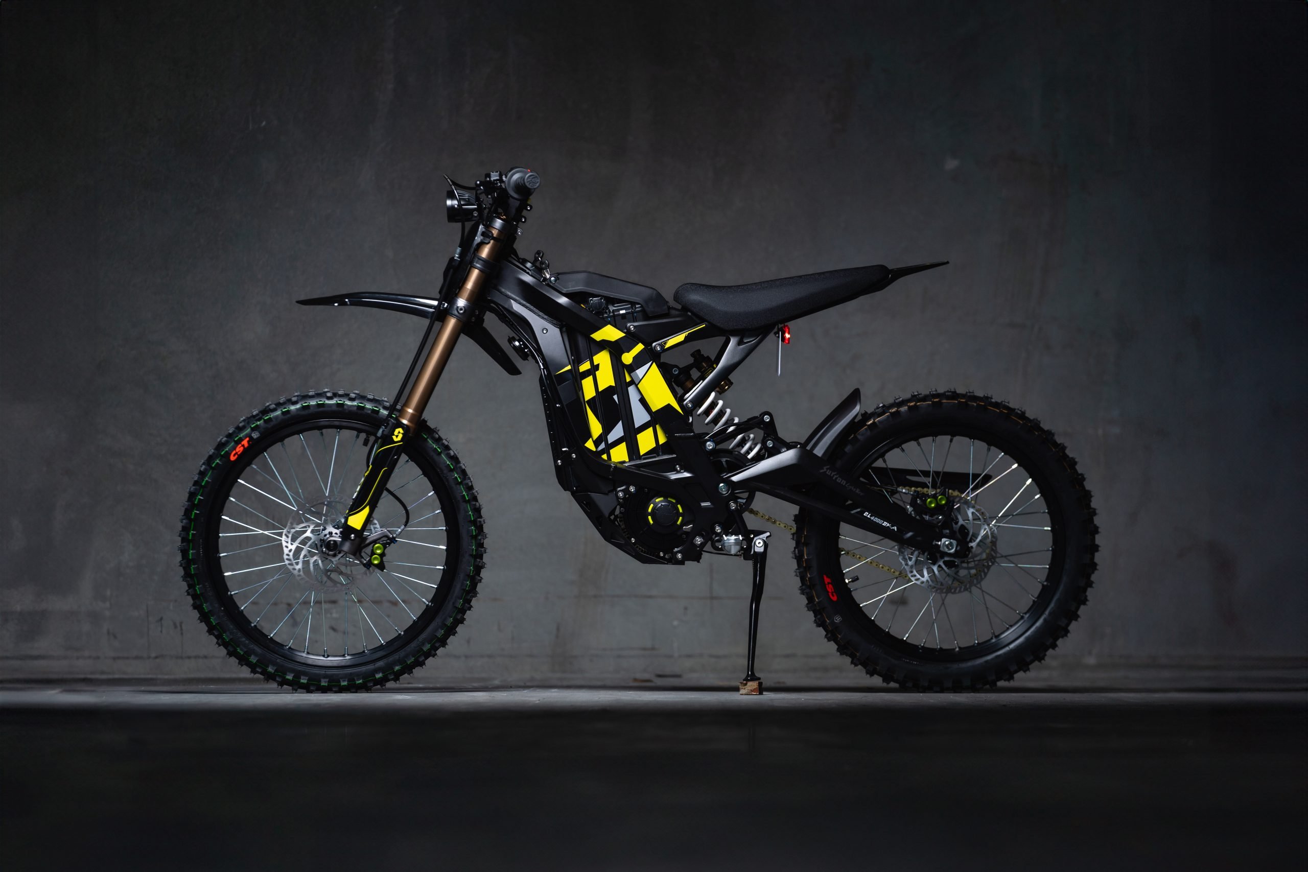 Sur Ron Light Bee X electric dirt bike, studio side view